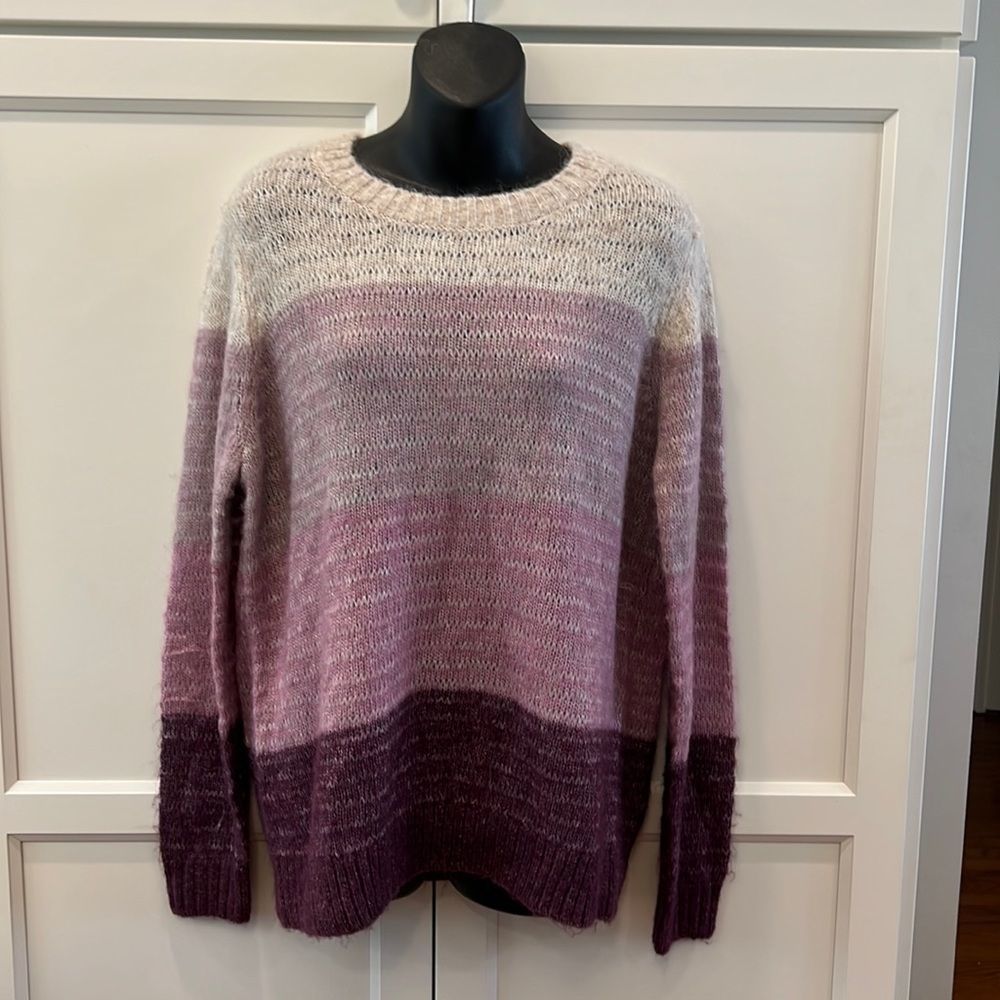 COPY - FAT FACE Size 10 Alpaca Wool Purple Striped Sweater Pastel Ombre Cozy Co…